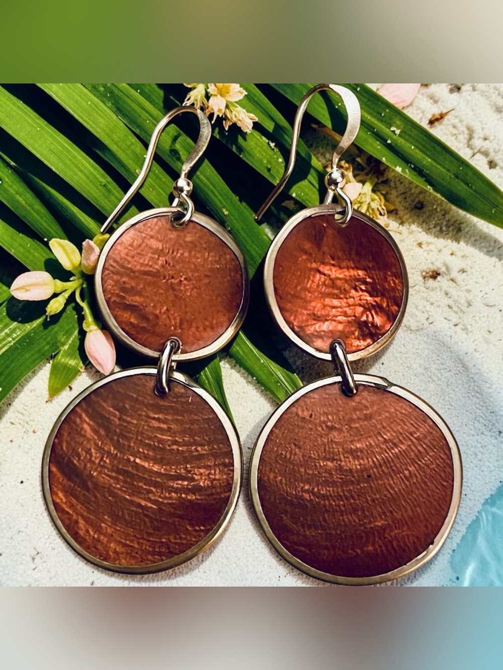 Capiz Shell Earrings by Culture Mix - Earth Brown